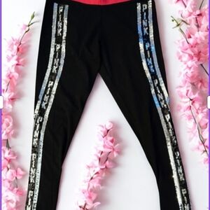 Black and Silver Bling Victoria's Secret Pink Leggings